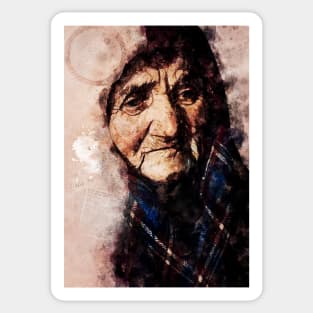 Old lady portrait Sticker